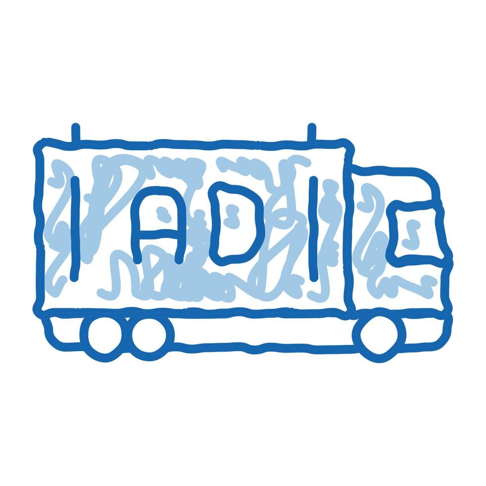 advertising truck doodle icon hand drawn illustration vector