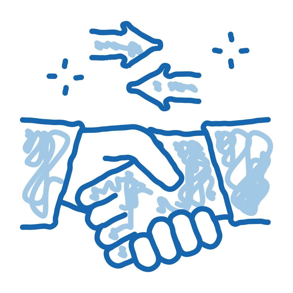 handshake exchange agreement doodle icon hand drawn illustration vector