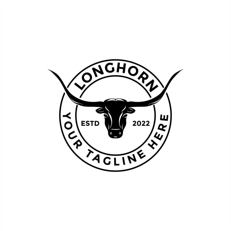 Texas Longhorns. Country Western Bull Cattle Label Logo Design vector