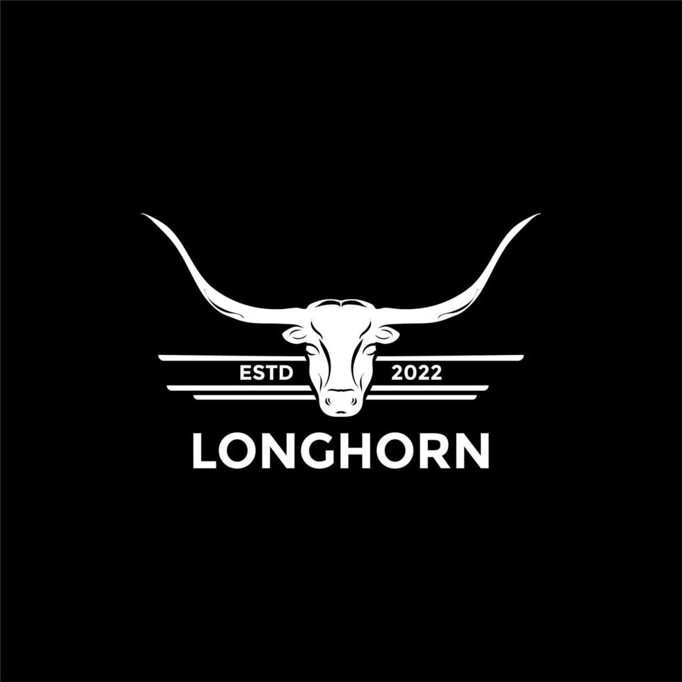 Texas Longhorns. Country Western Bull Cattle Label Logo Design vector