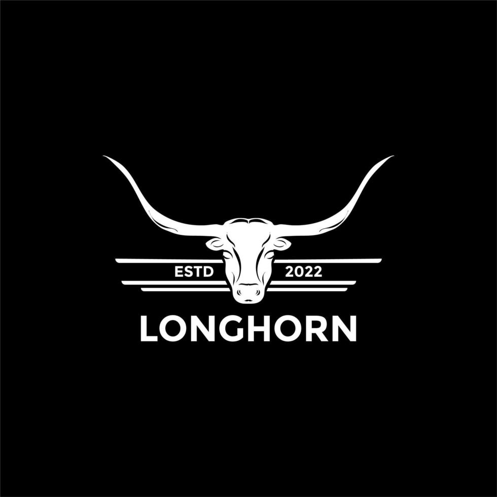 Texas Longhorns. Country Western Bull Cattle Label Logo Design vector