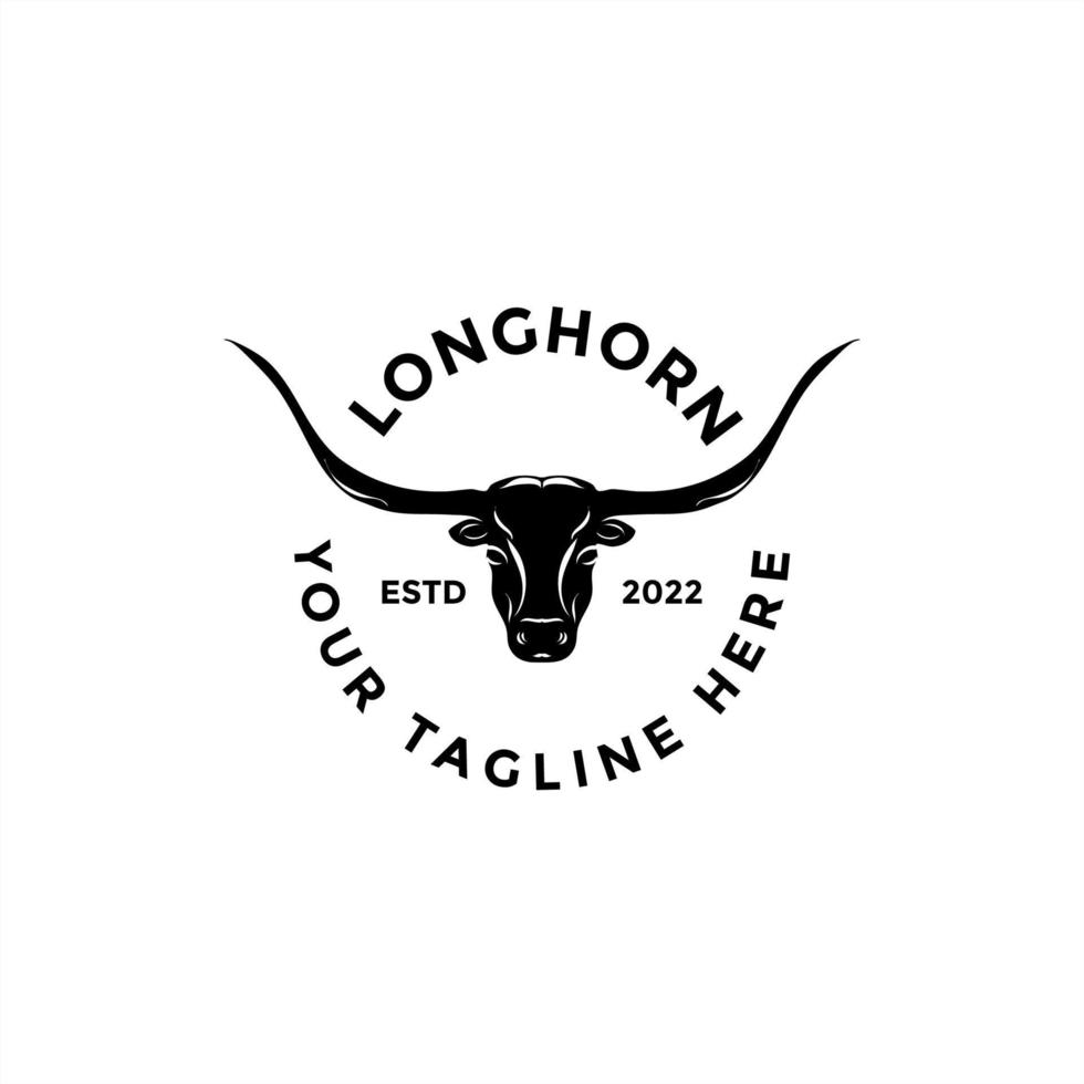 cuernos largos de texas. diseño de logotipo de etiqueta de ganado de toro occidental del país vector