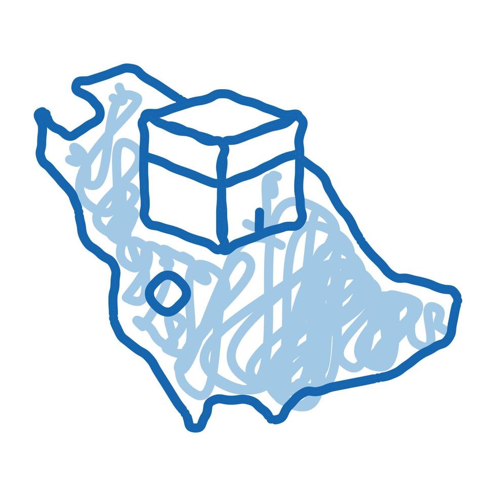location of kaaba geolocation doodle icon hand drawn illustration vector
