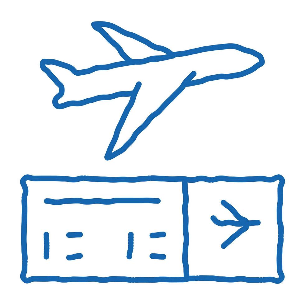 airplane ticket doodle icon hand drawn illustration vector