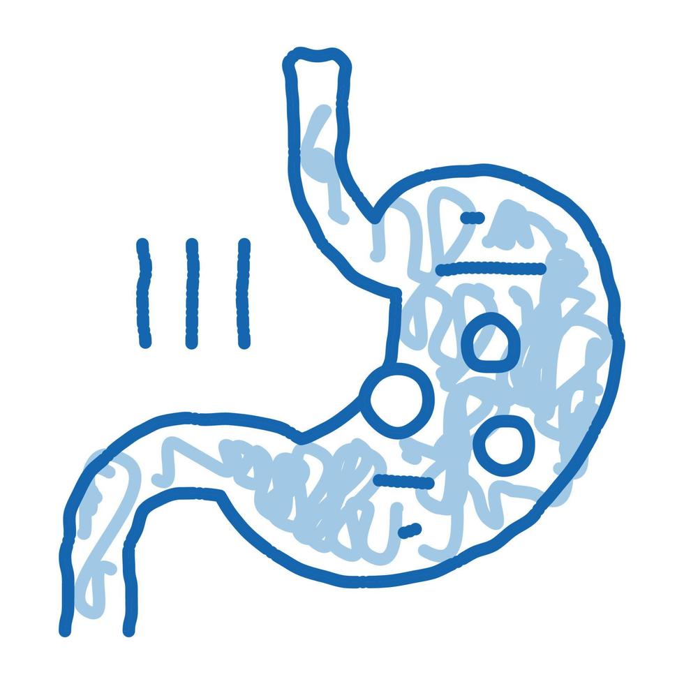 detection of infection in stomach doodle icon hand drawn illustration vector