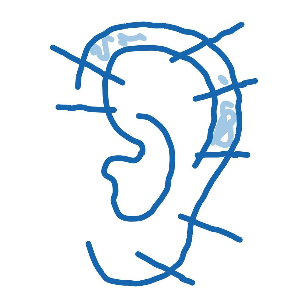 oído acupuntura doodle icono dibujado a mano ilustración vector
