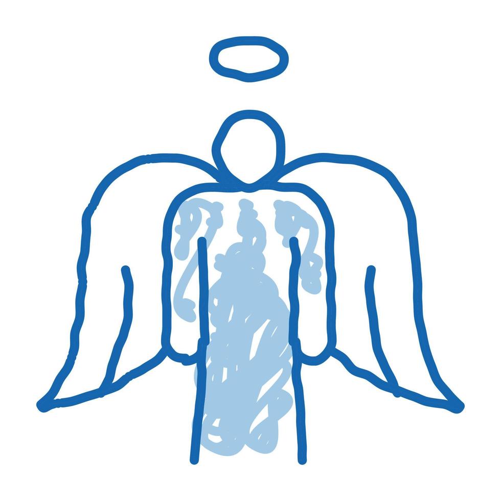 holy angel with wings doodle icon hand drawn illustration vector