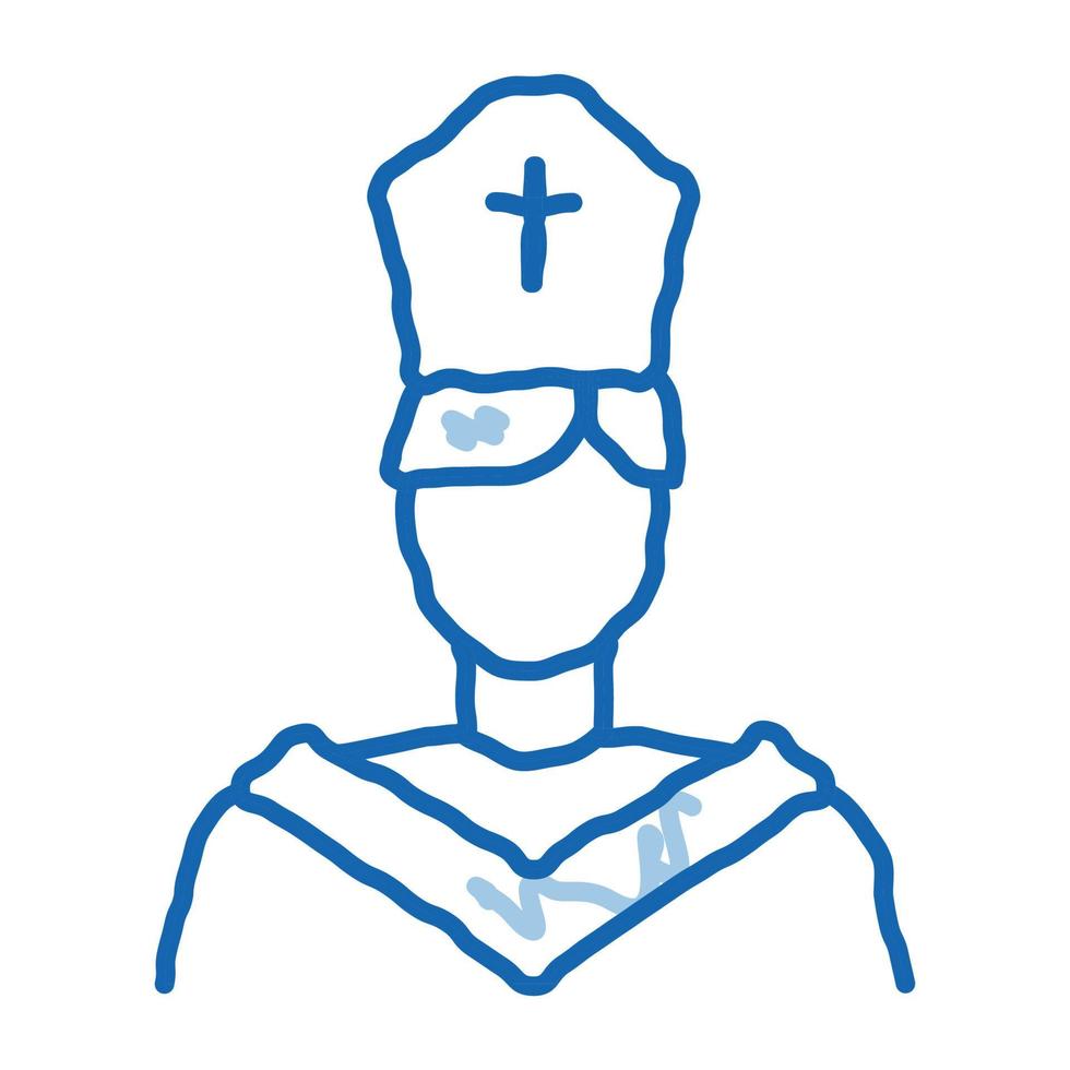 priest preacher doodle icon hand drawn illustration vector