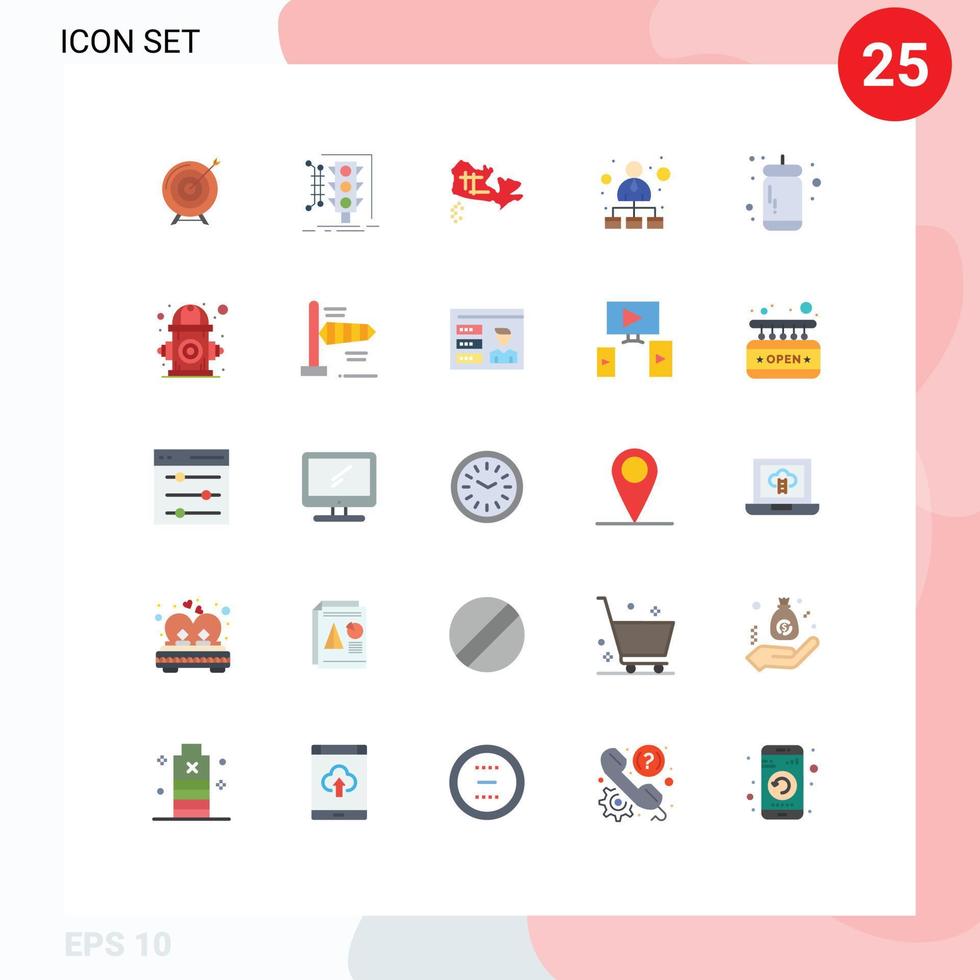 25 User Interface Flat Color Pack of modern Signs and Symbols of hierarchy hierarchical network management location canada Editable Vector Design Elements