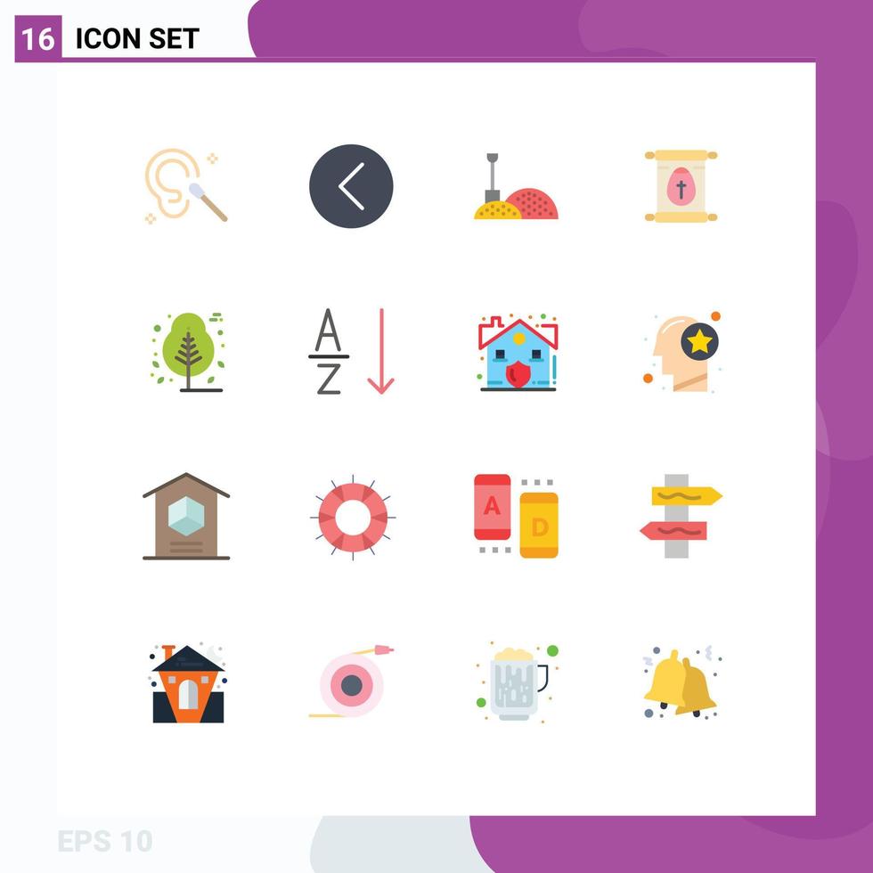 16 Thematic Vector Flat Colors and Editable Symbols of nature easter player scroll education Editable Pack of Creative Vector Design Elements