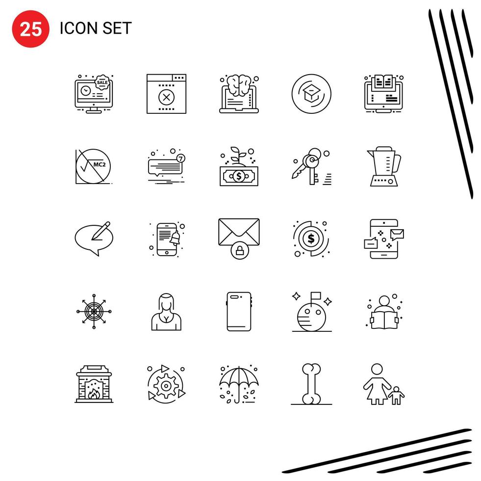 Group of 25 Lines Signs and Symbols for e school learning learning graduation Editable Vector Design Elements
