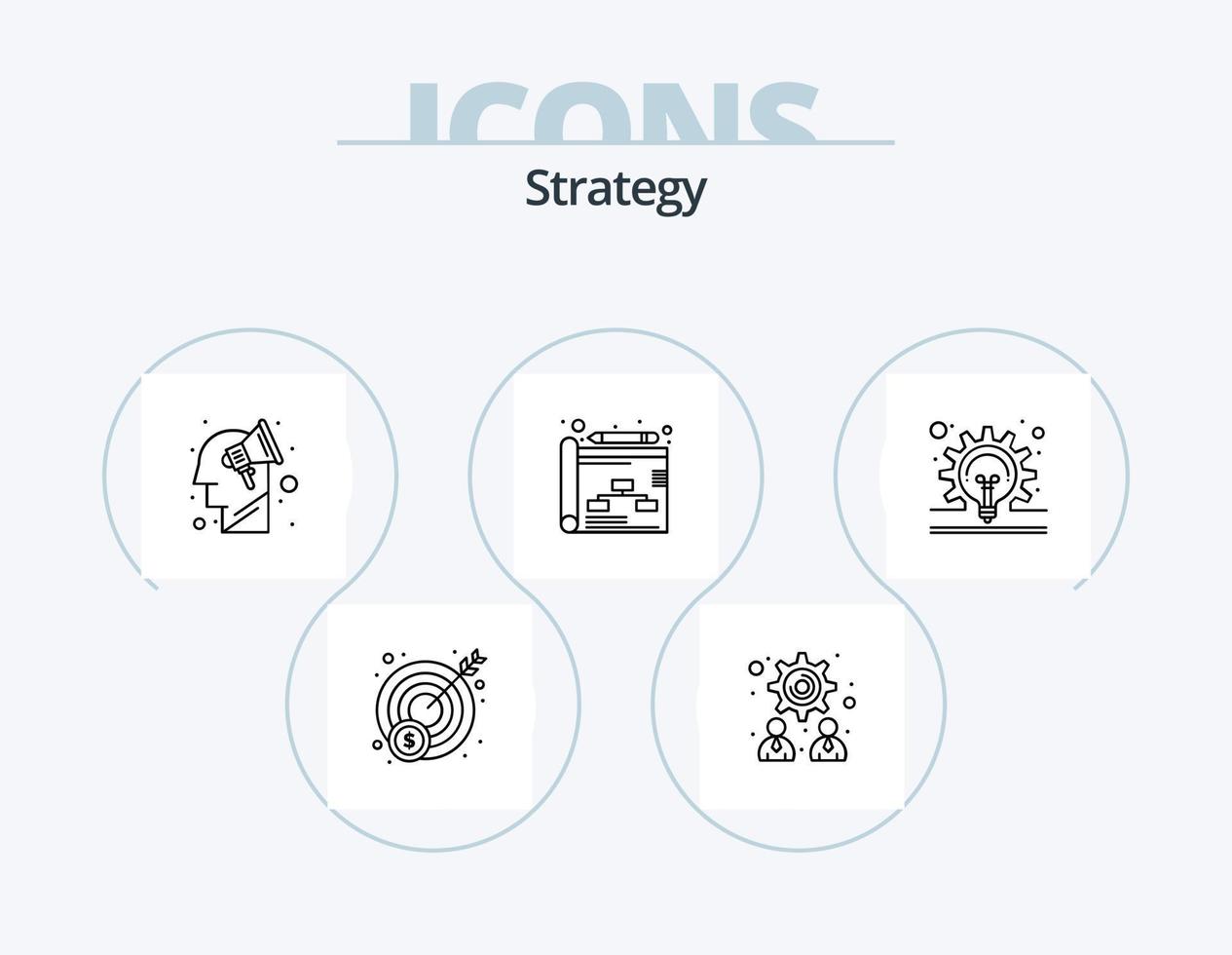 Strategy Line Icon Pack 5 Icon Design. marketing. money. start. idea. speed vector