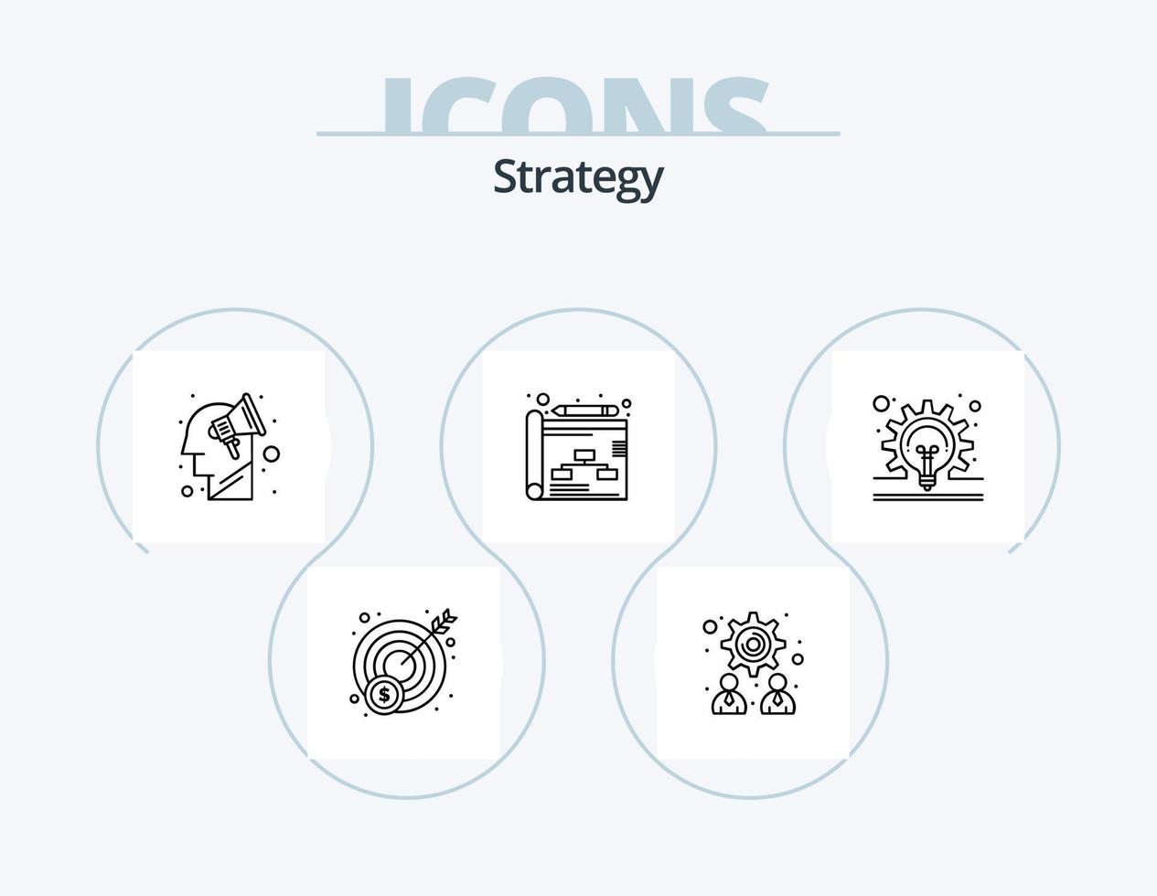 Strategy Line Icon Pack 5 Icon Design. marketing. money. start. idea. speed vector