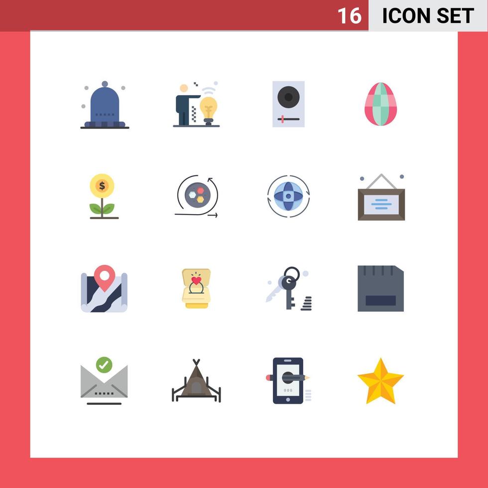 conjunto de 16 iconos de interfaz de usuario modernos signos de símbolos para dispositivos de dinero de negocios huevo de vacaciones paquete editable de elementos creativos de diseño de vectores