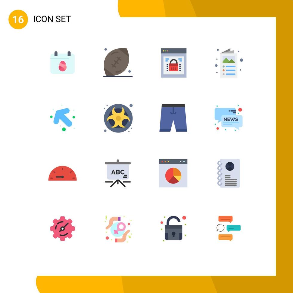Editable Vector Line Pack of 16 Simple Flat Colors of catalogue brochure rugby ad web lock Editable Pack of Creative Vector Design Elements