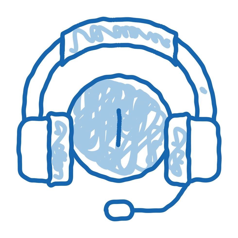 distracted by music headphones doodle icon hand drawn illustration vector