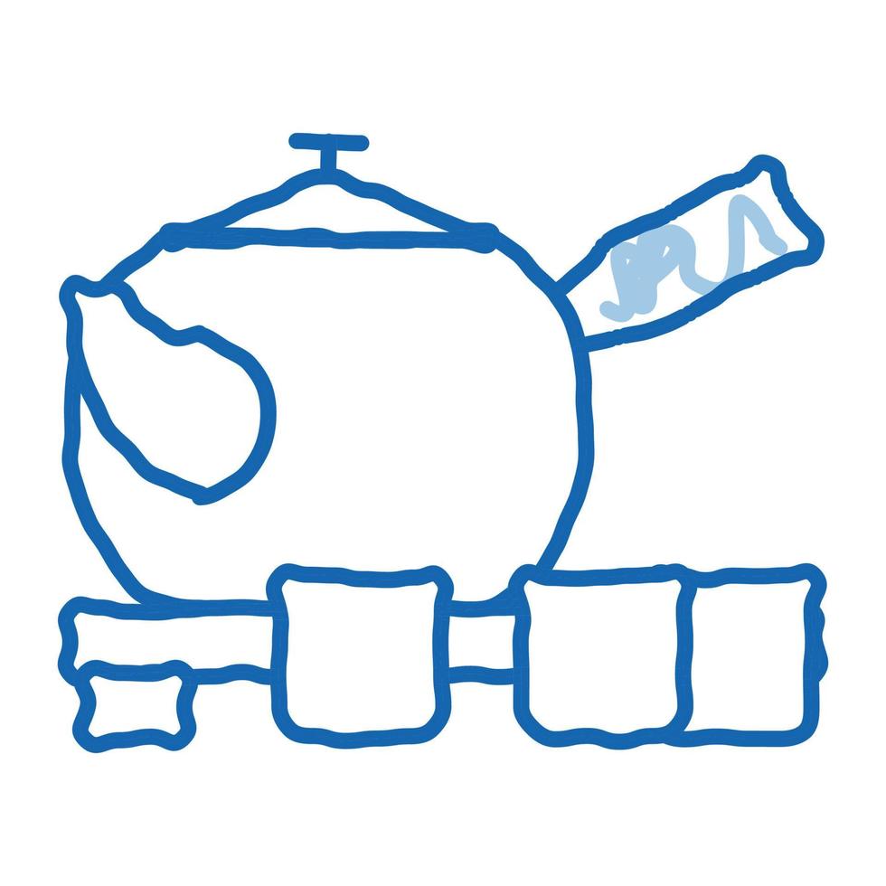 teapot with cups doodle icon hand drawn illustration vector