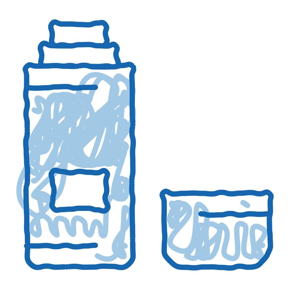 thermos with liquid doodle icon hand drawn illustration vector