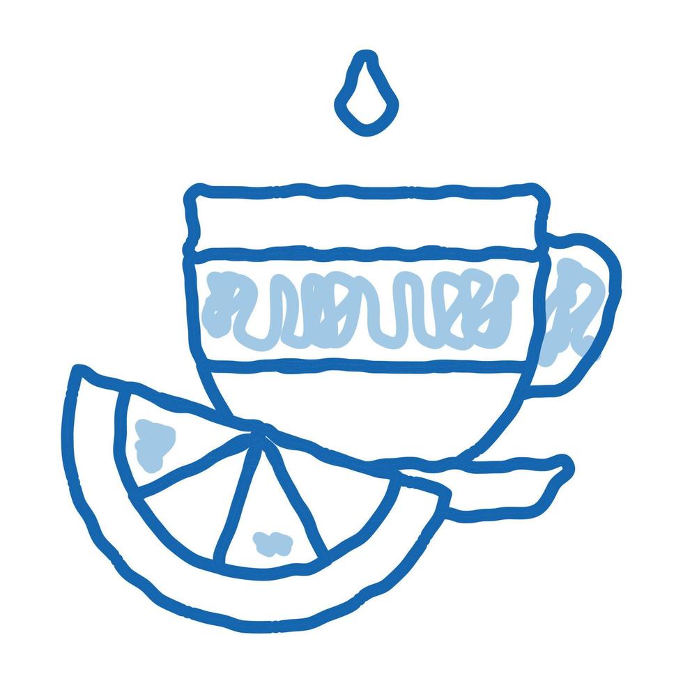 cup of tea with lemon slice doodle icon hand drawn illustration vector