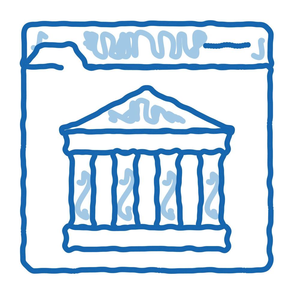 ancient building on web site doodle icon hand drawn illustration vector
