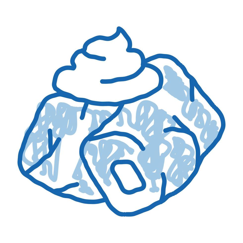 trozos de carne con mayonesa condimento doodle icono dibujado a mano ilustración vector