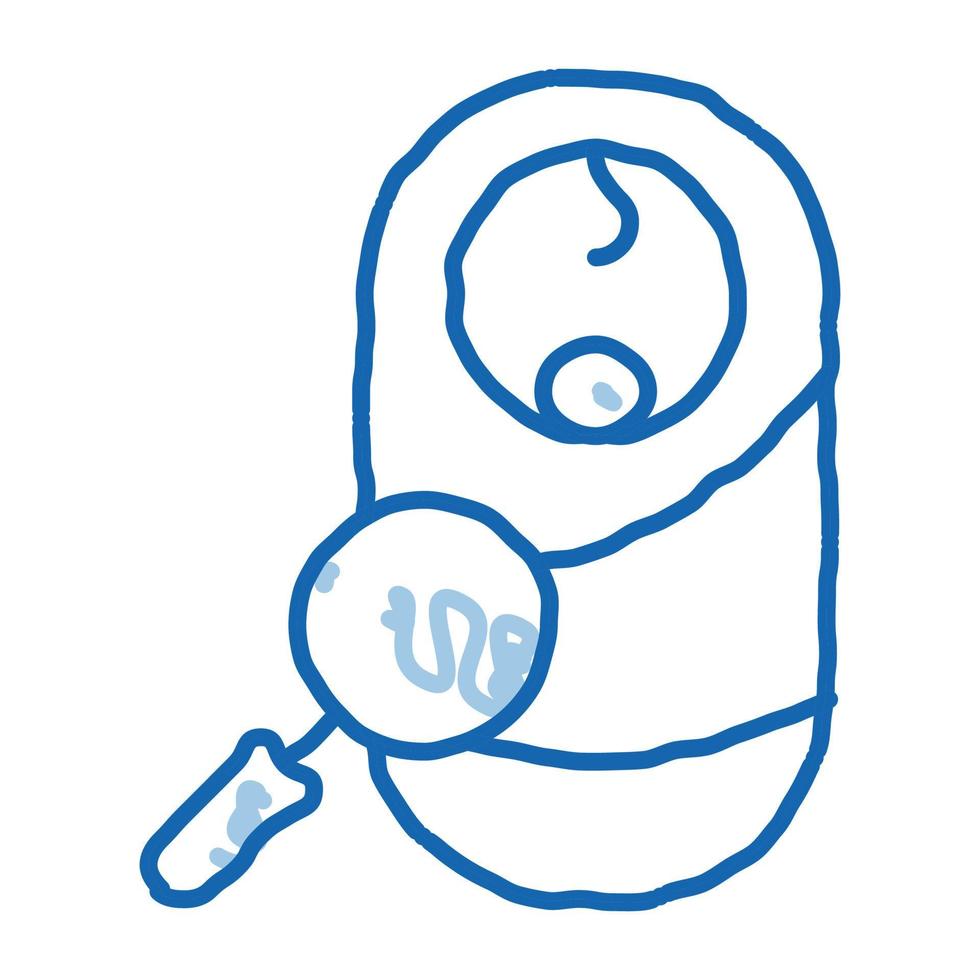 study examining newborn baby doodle icon hand drawn illustration vector