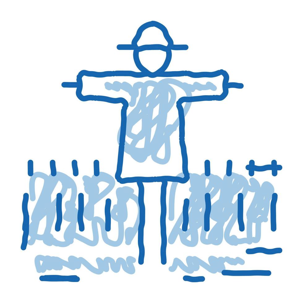 campo de trigo espantapájaros doodle icono dibujado a mano ilustración vector