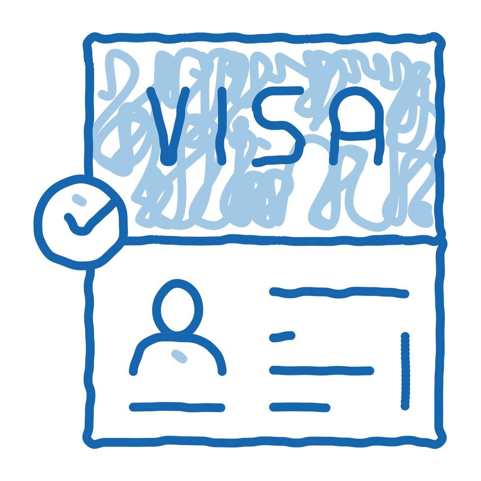 visa documento confirmación doodle icono dibujado a mano ilustración vector