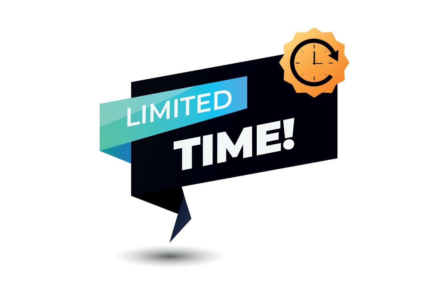 Limited time text with clock vector illustration.