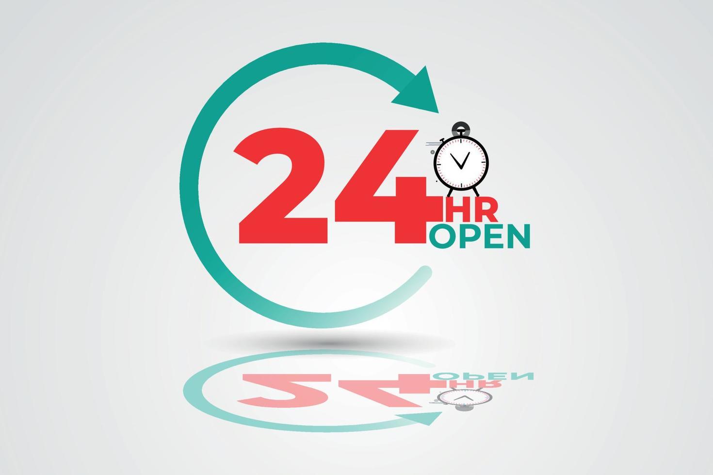 Twenty four hour open with clock vector illustration