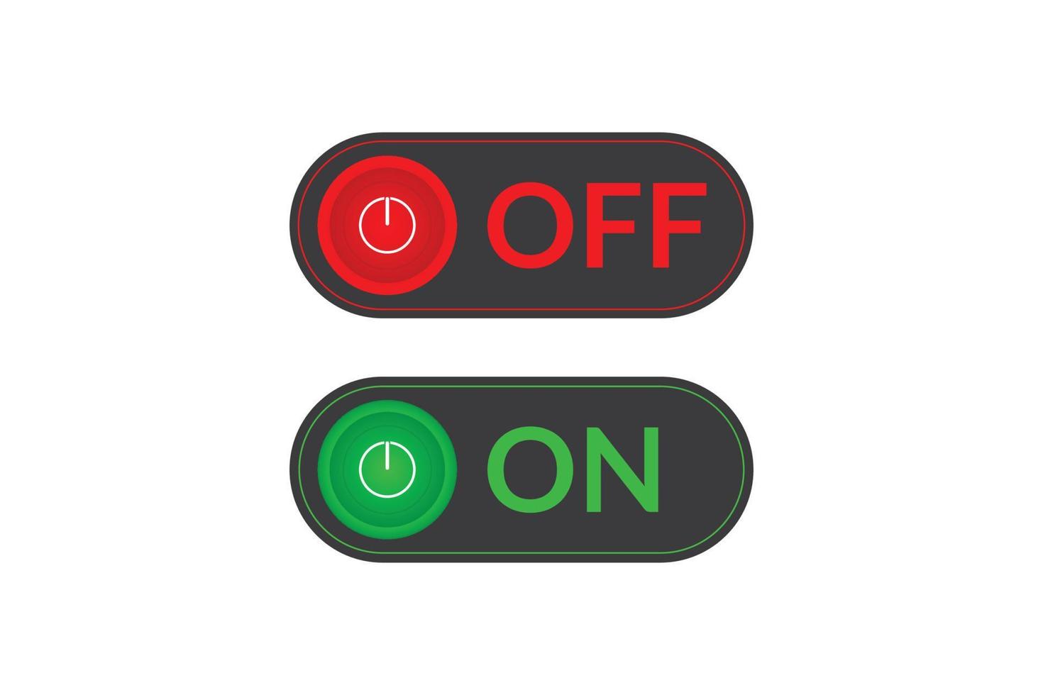 ON and OFF switch or button design. vector