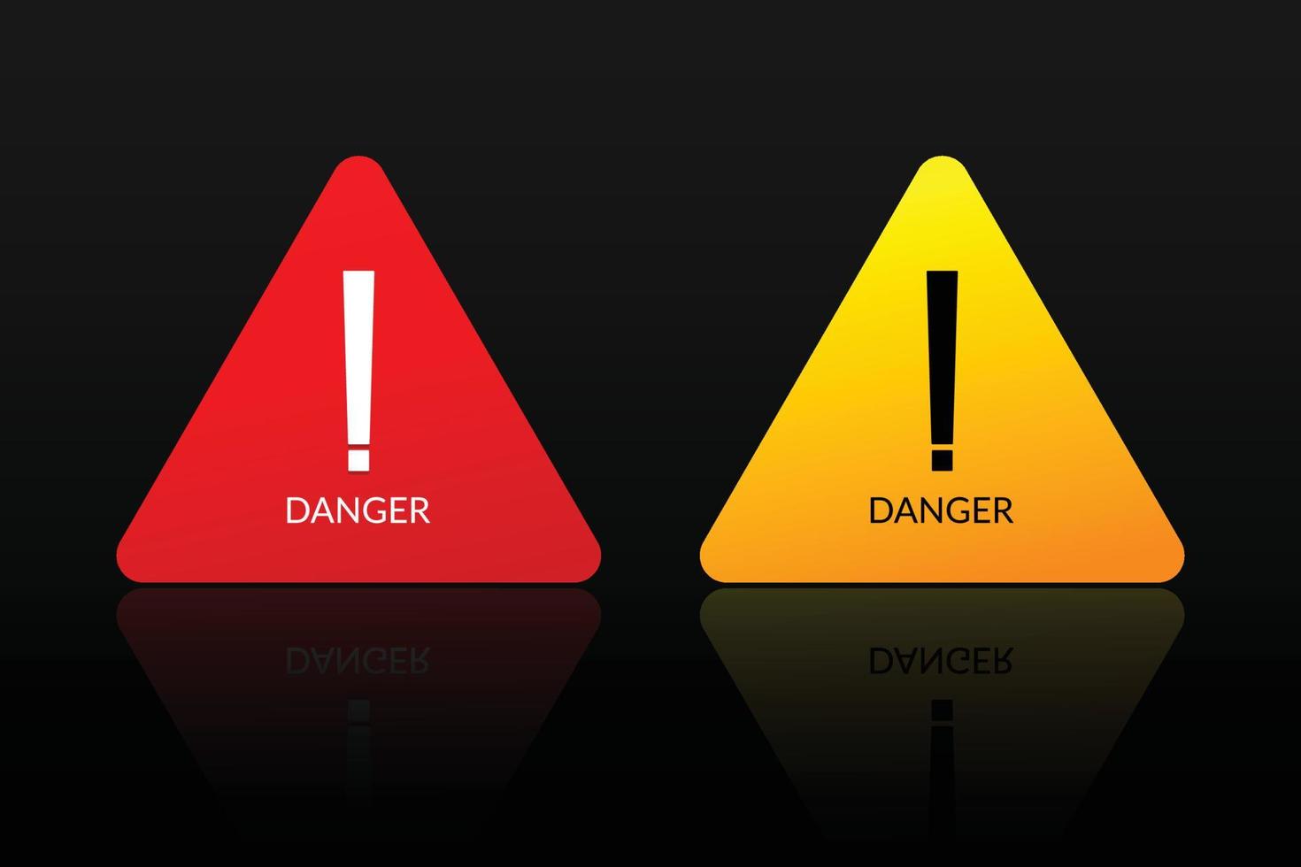 Danger symbol vector with two color red and yellow.