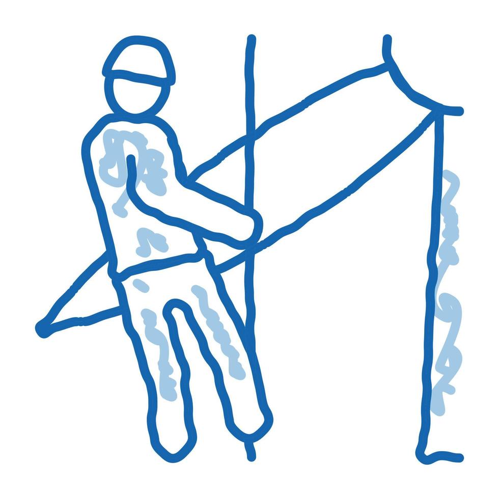 hombre trabajador con seguro doodle icono dibujado a mano ilustración vector