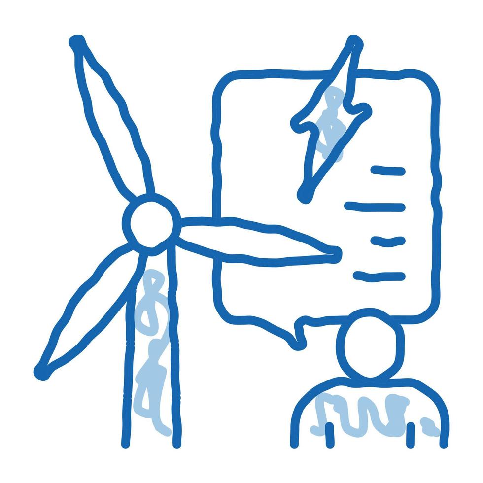 thought about benefits of wind energy doodle icon hand drawn illustration vector