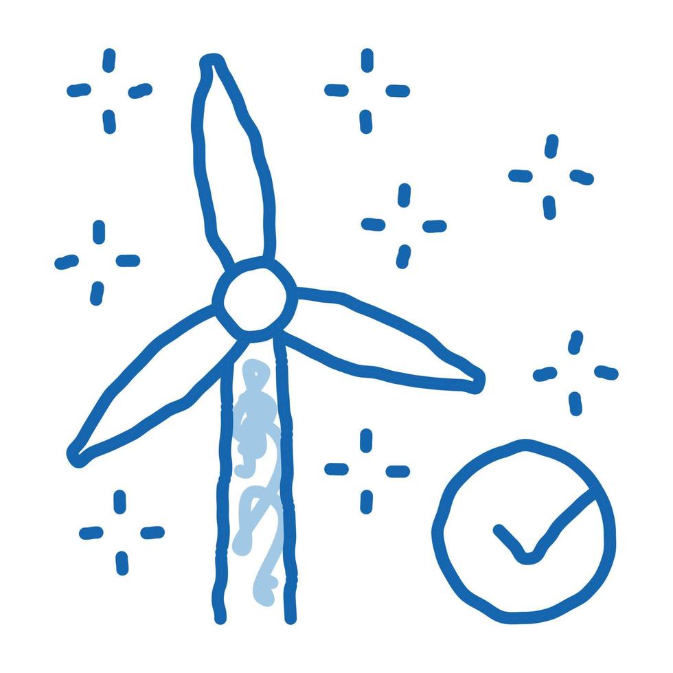 working windmill doodle icon hand drawn illustration vector