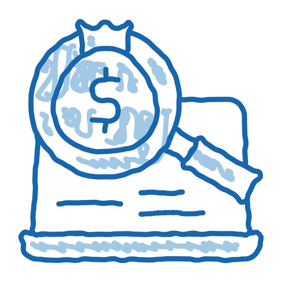 detection of money in computer doodle icon hand drawn illustration vector