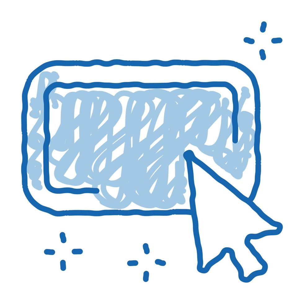 click on optimization button doodle icon hand drawn illustration vector
