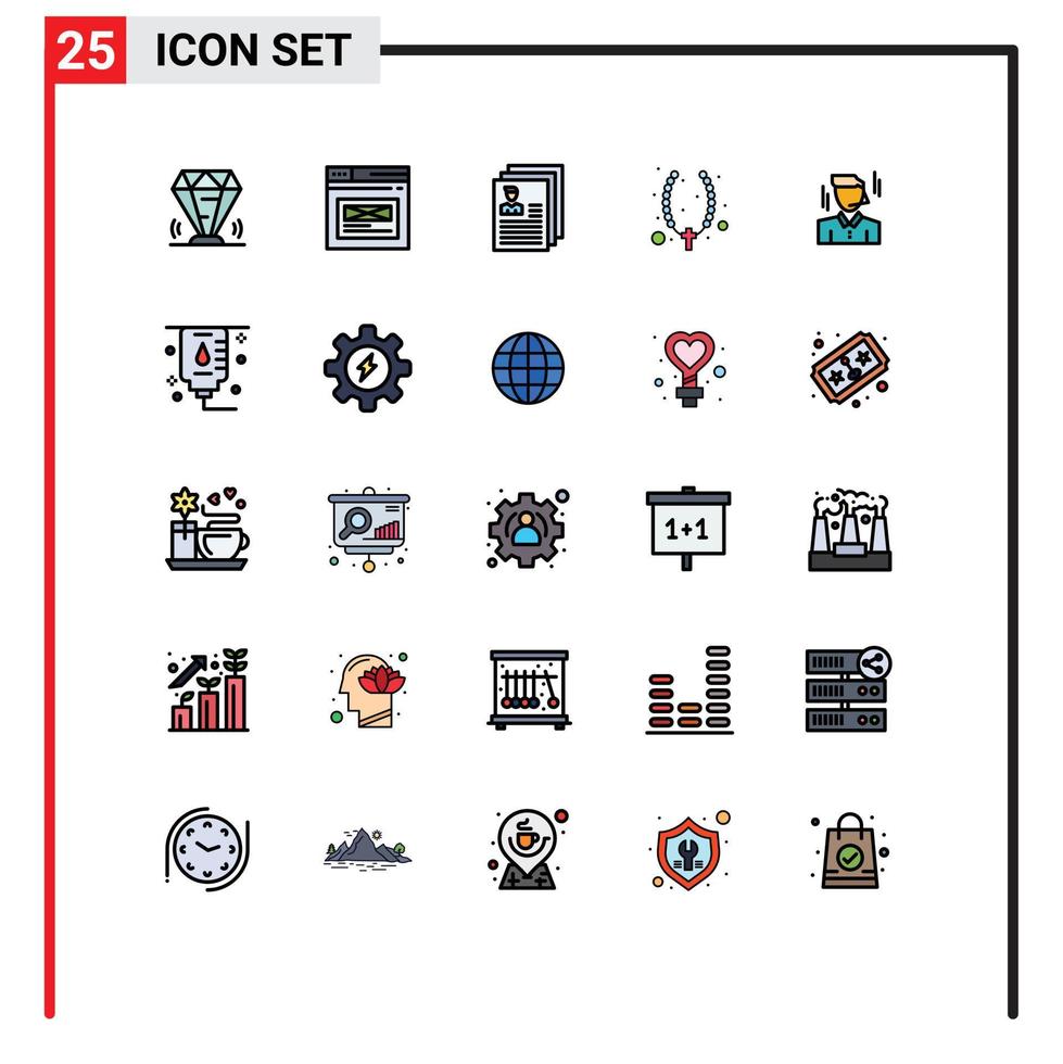paquete de iconos de vector de stock de 25 signos y símbolos de línea para elementos de diseño de vector editables de archivo de perfil de sitio web de collar cruzado