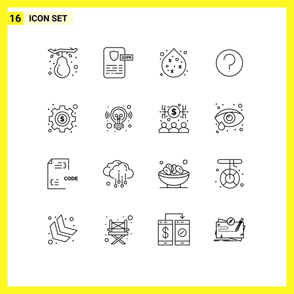 Universal Icon Symbols Group of 16 Modern Outlines of seo management pollution mark help Editable Vector Design Elements