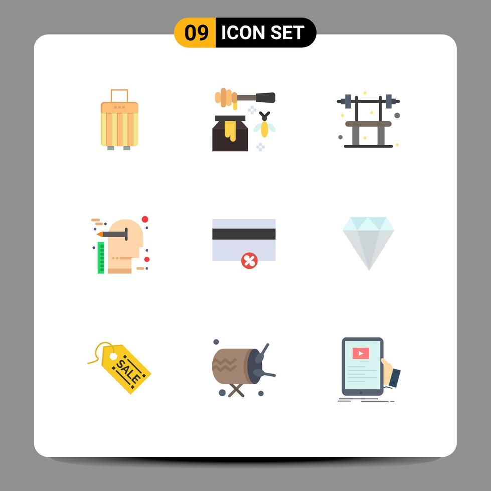 Universal Icon Symbols Group of 9 Modern Flat Colors of finance scale bench thinking creative Editable Vector Design Elements