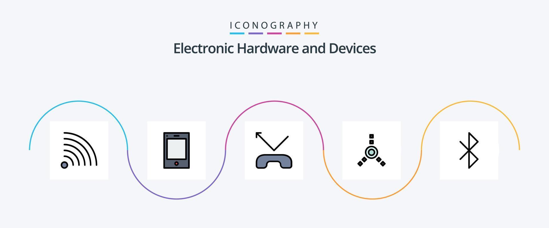 Devices Line Filled Flat 5 Icon Pack Including . missed. signal. bluetooth vector