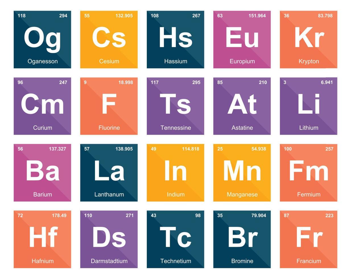 20 Preiodic table of the elements Icon Pack Design vector