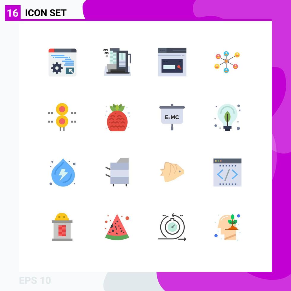 User Interface Pack of 16 Basic Flat Colors of group internet appartment wlan website Editable Pack of Creative Vector Design Elements