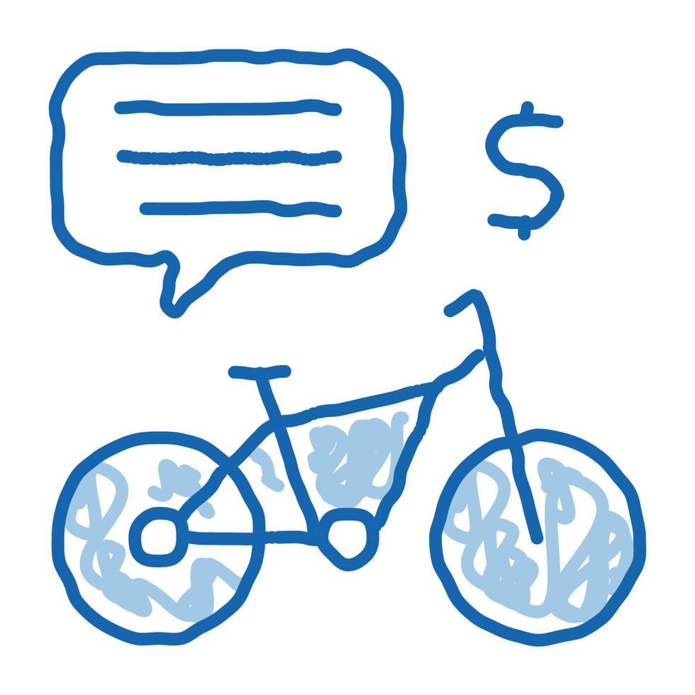 payment for using bicycle doodle icon hand drawn illustration vector