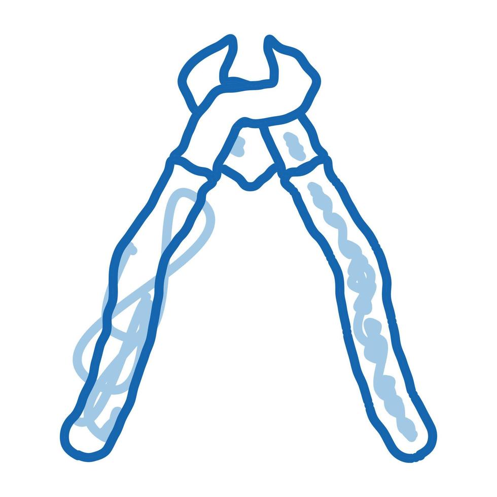 pliers doodle icon hand drawn illustration vector