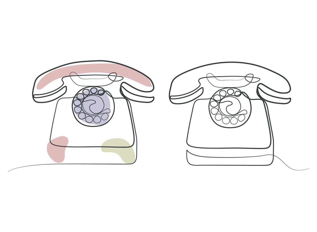 Telephone continues line art drawing vector