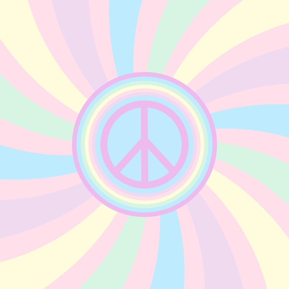 Background in hippie style with waves and peace sign vector