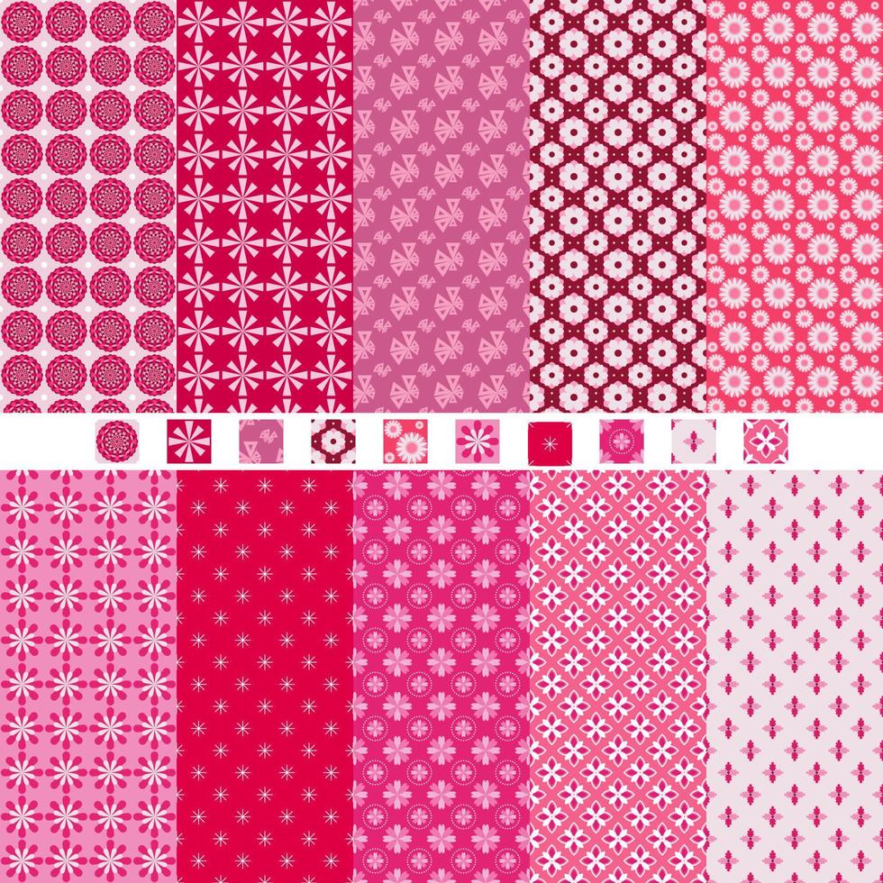 set of simple abstract shapes patterns seamless background vector