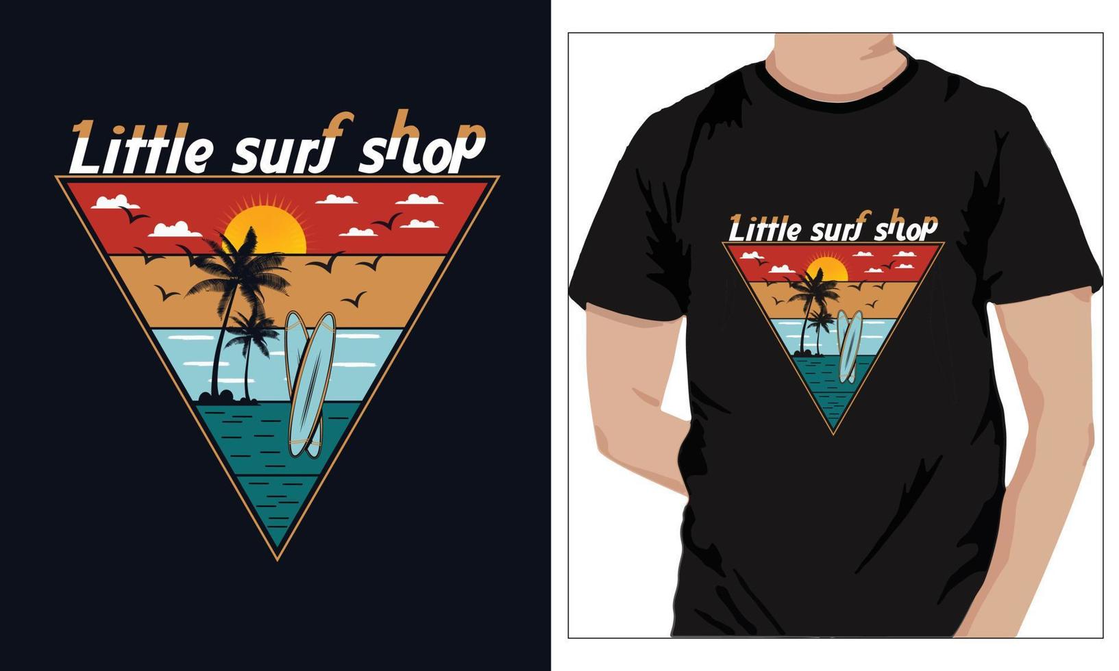 diseño de camisetas de verano pequeña tienda de surf vector