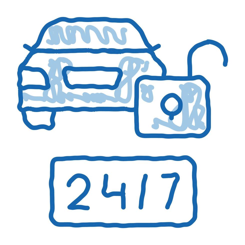 protección de la máquina 24 7 doodle icono dibujado a mano ilustración vector